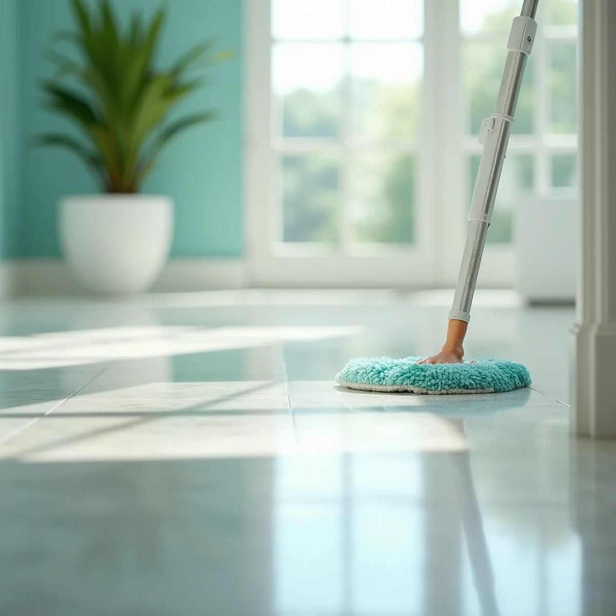 Freshly mopped, gleaming floors after a Krystal View clean